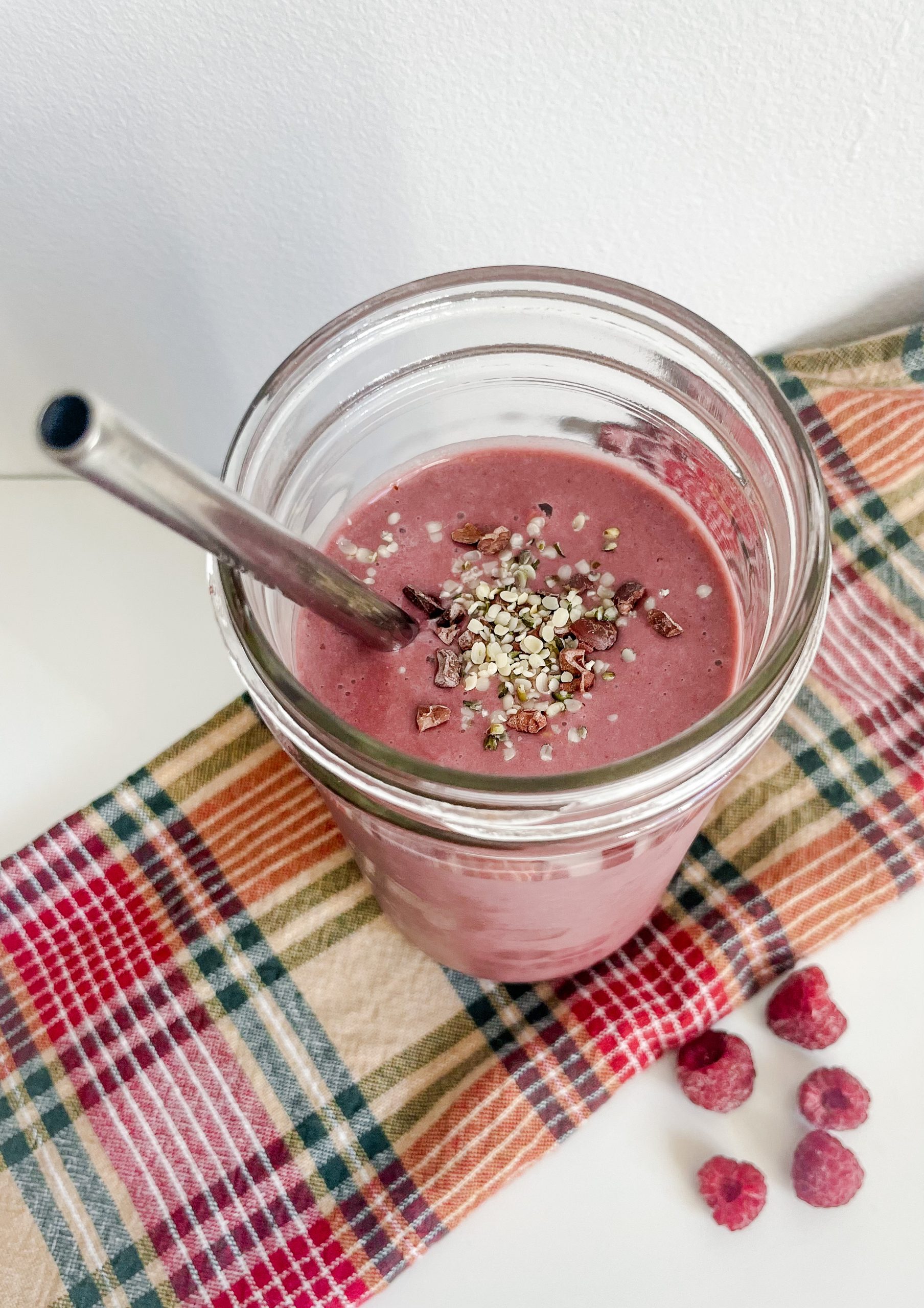 Raspberry, Peanut butter and Cacao Smoothie Recipe